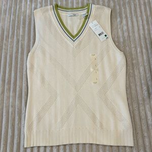 NWT Cable Knitted V Neck Golf Sweater Vest By LizGolf Ivory Women’s Size Large